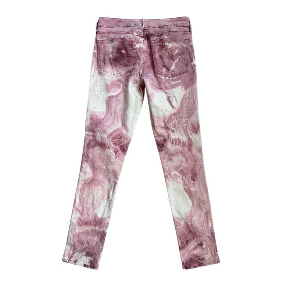 FLYING MONKEY Red White Swirl Dyed Denim Skinny Jeans Size 29 - Picture 5 of 9